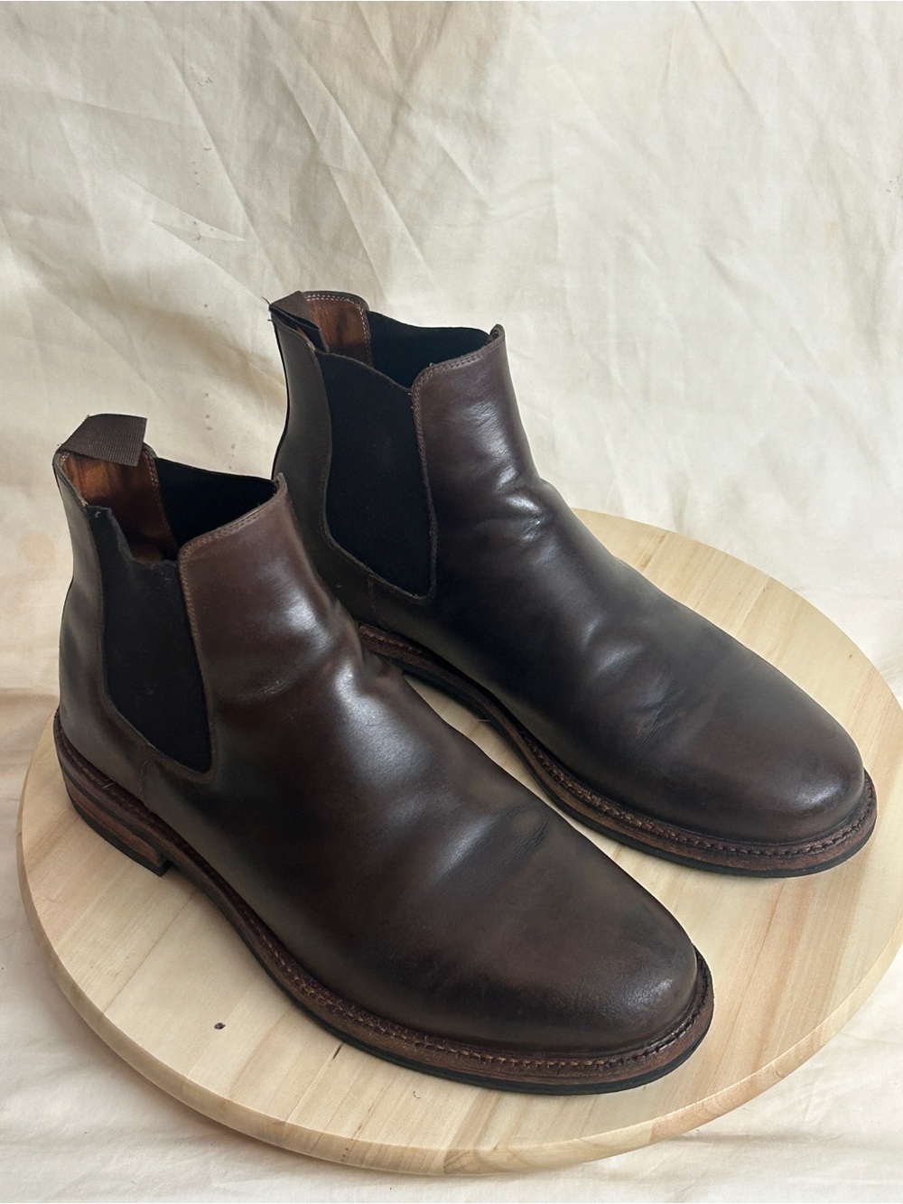 Beckett Simonon Men's Brown Leather Chelsea Boot Pull-On Ankle Round Toe US 10
